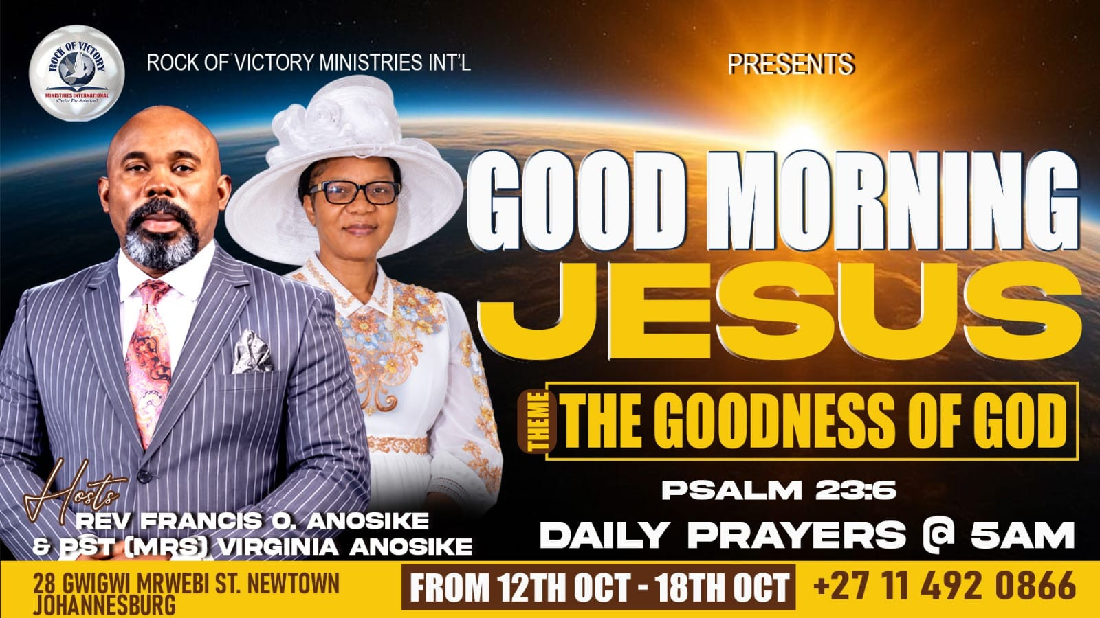 GOOD MORNING JESUS, THEME: THE GOODNESS OF GOD.